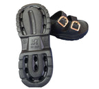 Sandalia Negra plataforma mujer hebilla dorada B-868