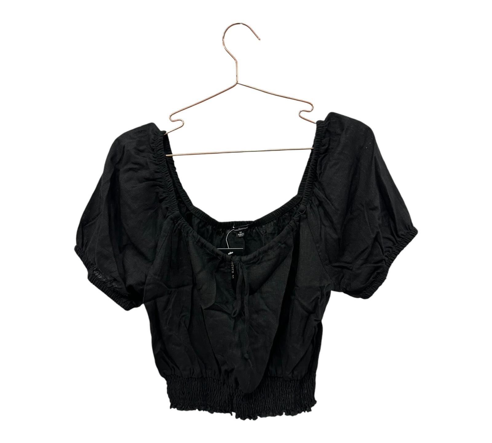 Blusa manga corta negra algodon M - Mr.Pacas