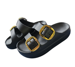 Sandalia para mujer plataforma elegante suela antideslizantes hebilla dorada y plata B-850