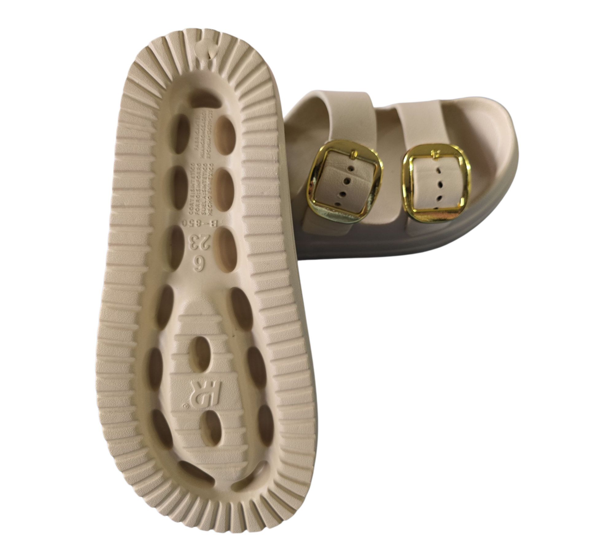 Sandalia para mujer plataforma elegante suela antideslizantes hebilla dorada y plata B-850