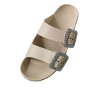 Sandalia para mujer plataforma elegante suela antideslizantes hebilla dorada y plata B-850