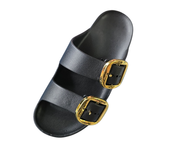 Sandalia para mujer plataforma elegante suela antideslizantes hebilla dorada y plata B-850